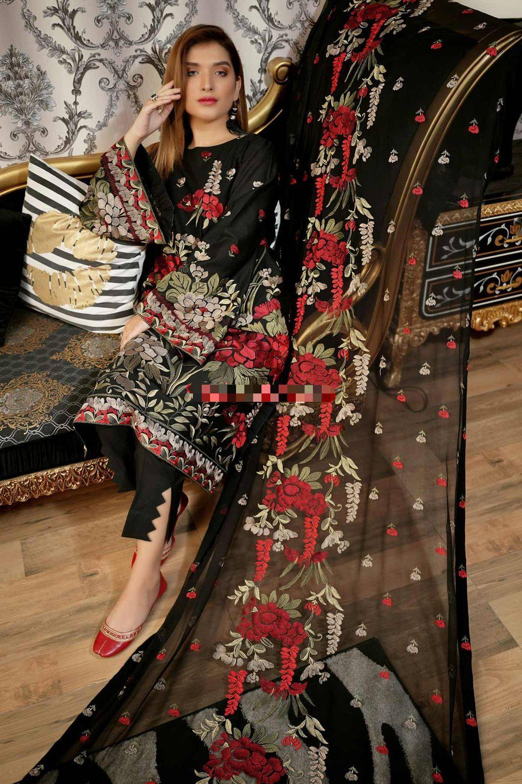 SS-707 | Unstitched | Bareeze Embroidered 3PC Lawn Suit 🔥 Perfect for Festive & Casual Wear
